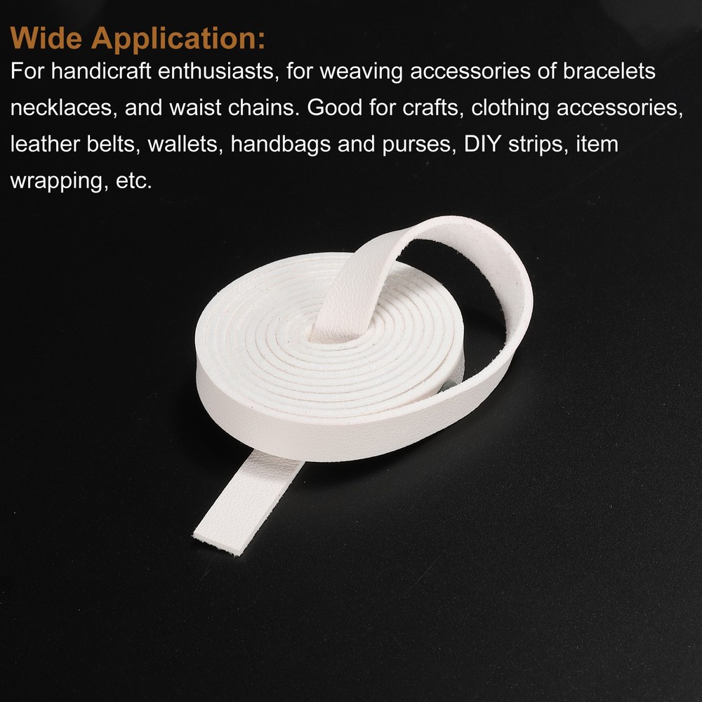 Faux Leather Straps Strip Leather String 0.8cm/0.31" Width, White,2pcs