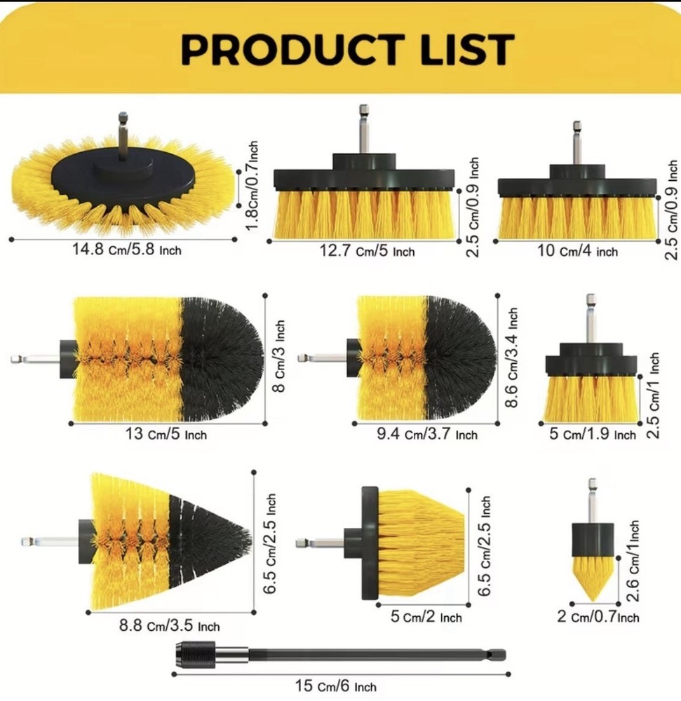 7pcs Heavy-Duty Drill Brush Accessory Set with Scouring Pads - Multi-Surface Kit