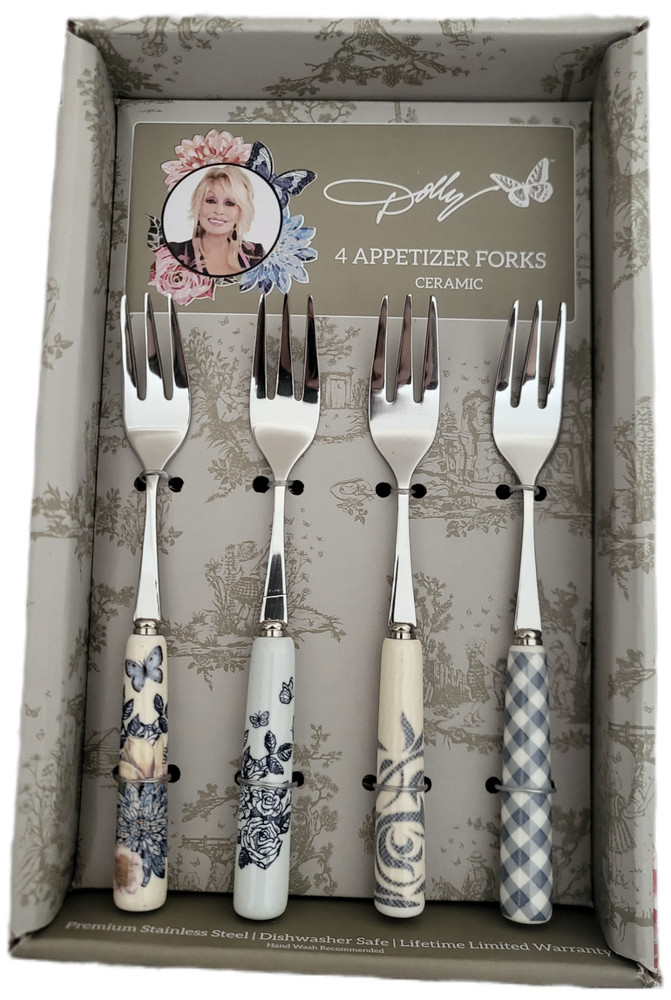 Dolly Parton 4-pc. Appetizer Fork Set Blue Toile Collection