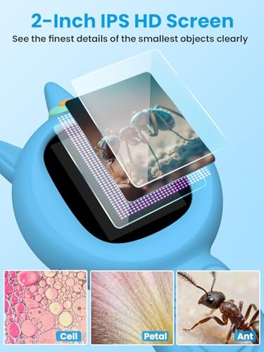 Acoath Microscope for Kids, Auto-Focus Handheld Digital Microscopes with Blue