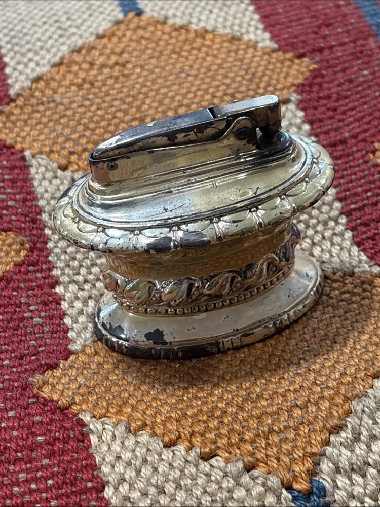 Vintage Ronson “Waldorf” Silver Plated Table Lighter Patent #19023 Untested