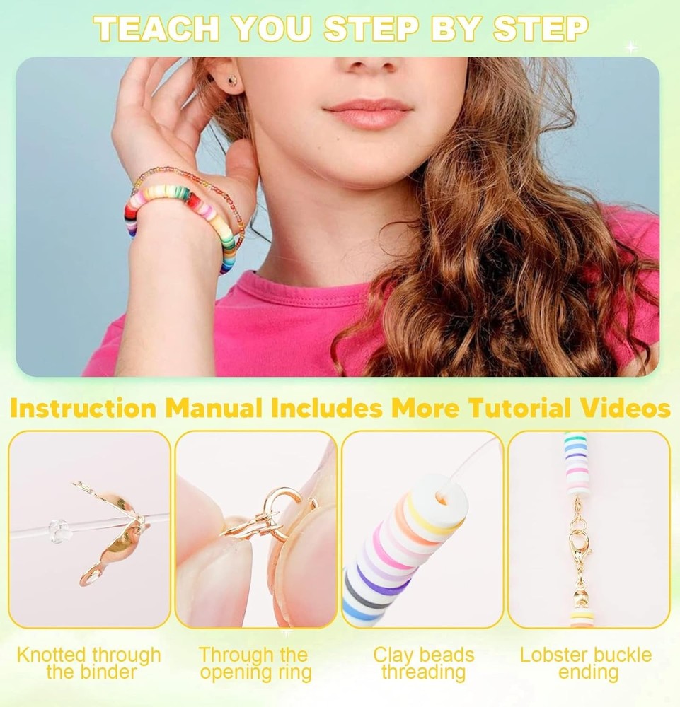 Dowsabel Clay Beads Bracelet Making Kit for Beginner, 5000pcs, Multicolor