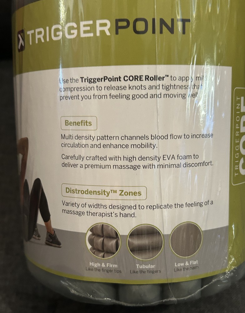 Trigger Point Performance 12" Solid Core Foam Roller - Gray Brand New Sealed S23