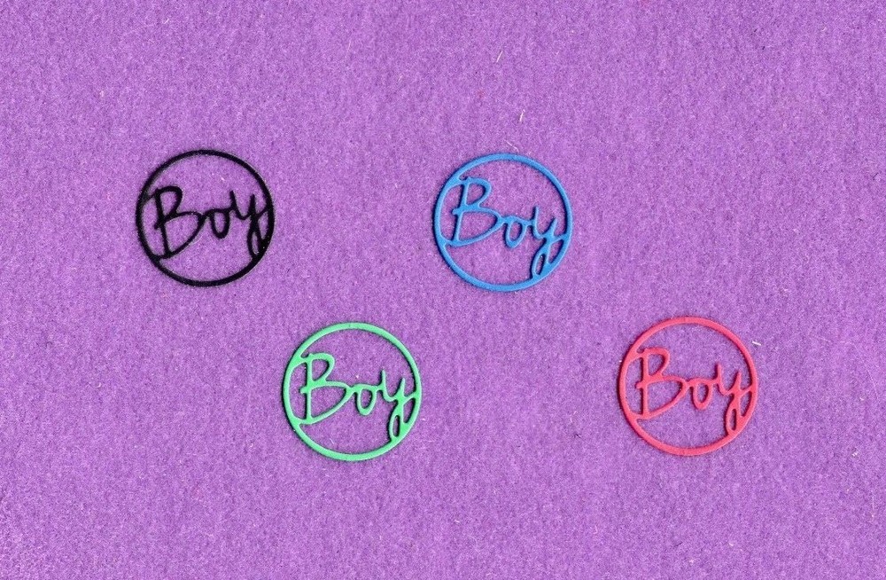BOY circle die cuts scrapbook cards