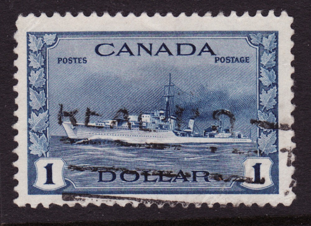Canada Scotts #262 $1 deep blue Destroyer   Used VF