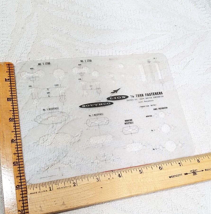 SOUTHCO LION TURN FASTENERS TEMPLATE ENGINEERING DRAFTING ARCHITECT TOOL GUIDE
