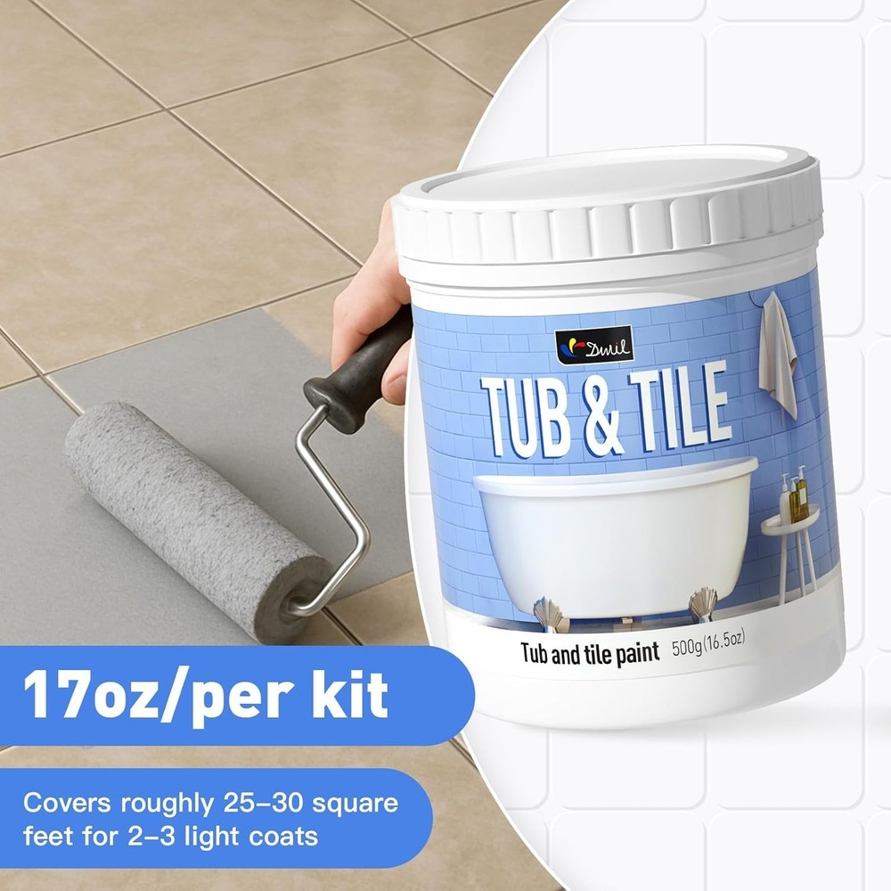 Versatile Water-Based Tile Paint and Refinishing Kit for Easy Bathroom Updates