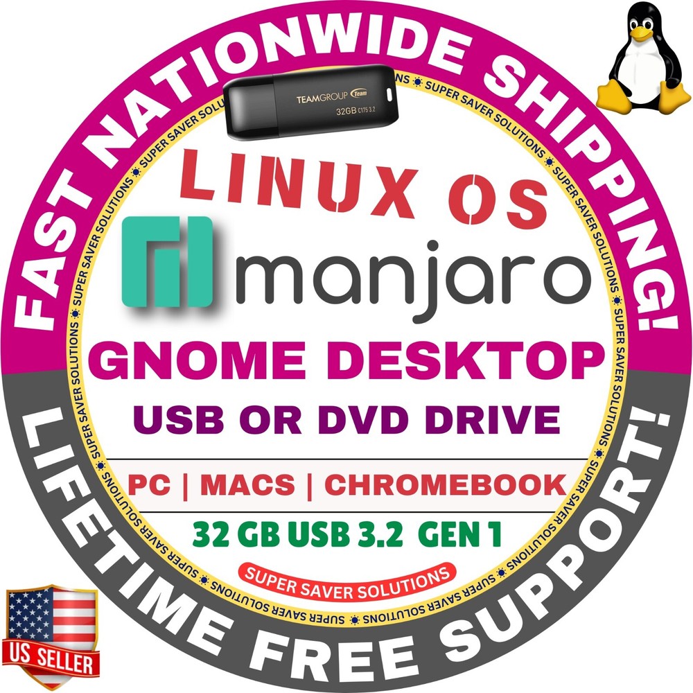 MANJARO LINUX OS - DVD/USB Flash Drive - PLASMA, XFCE, GNOME, BUDGIE, CINNAMON +