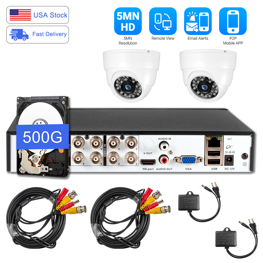 8CH H.265+ Surveillance DVR Kits Security Camera System Mobile APP & PC Remote