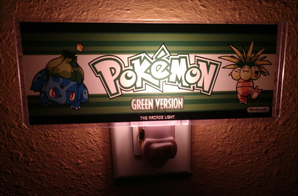 Custom Pokemon Blue Red & Green Arcade Marquee Night Light Set