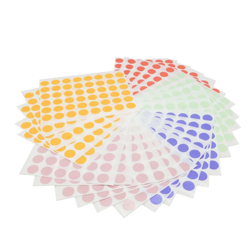 Infi-Touch 1/2" Color Coded Dot Label Sets, 5 Assorted Colors, 1,200 Label
