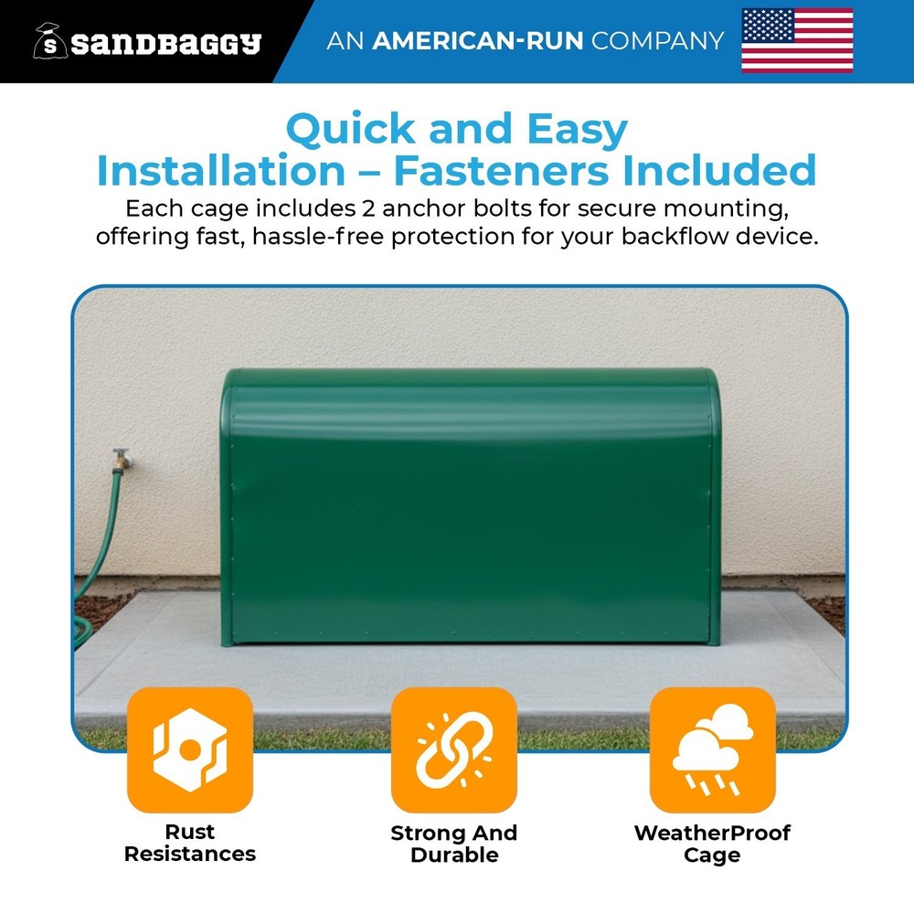 48"x25"x15" Fully Enclosed Backflow Security Cage – Backflow Enclosure (Green)