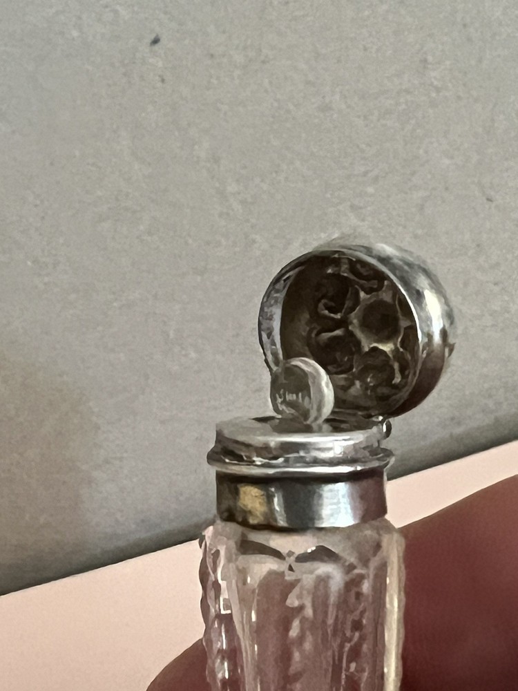 Antique Cut Crystal Sterling Silver Perfume Bottle