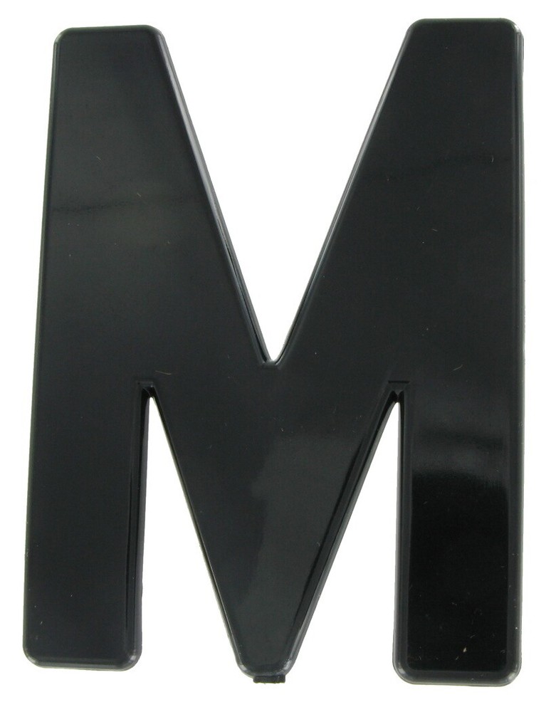 Big Plastic Initial "M" Pin - Black Huge Large Letter