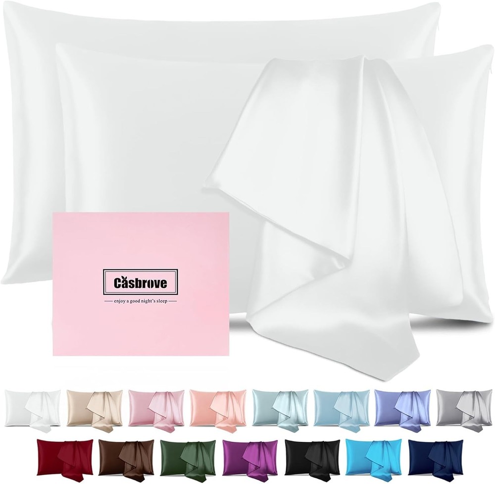 Breathable Mulberry Silk Pillowcases 2-Pack with Zippered Closure - Gift Ready