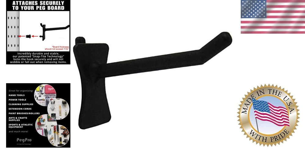 Adjustable Easy Install Hooks - 2" Straight, 24 Pack, Black