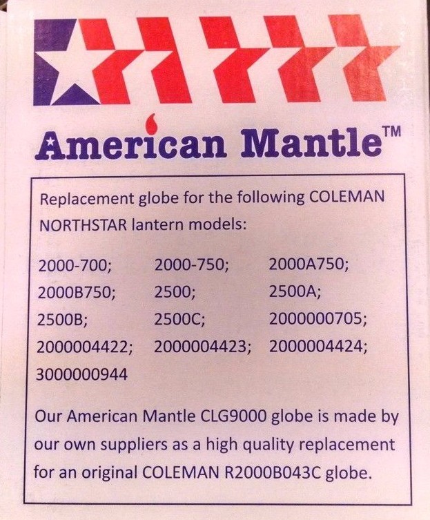 American Mantle Northstar Lantern Globe (Same as R2000B043C): CLG9000