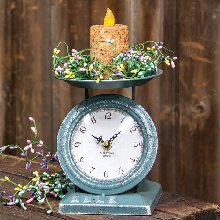 Country   Scale Clock with distressed blue finish