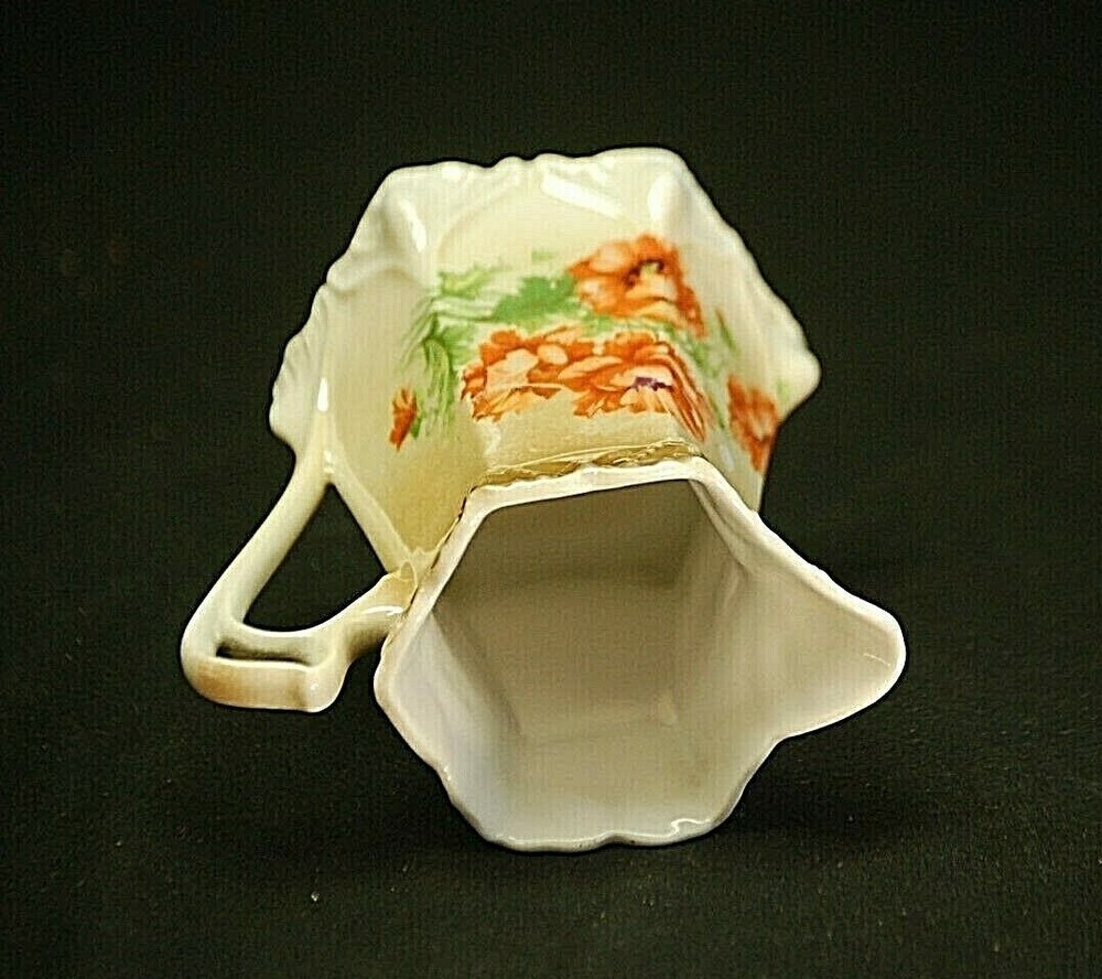Germany Creamer Orange Floral Design Embossed Edges Unknown Maker