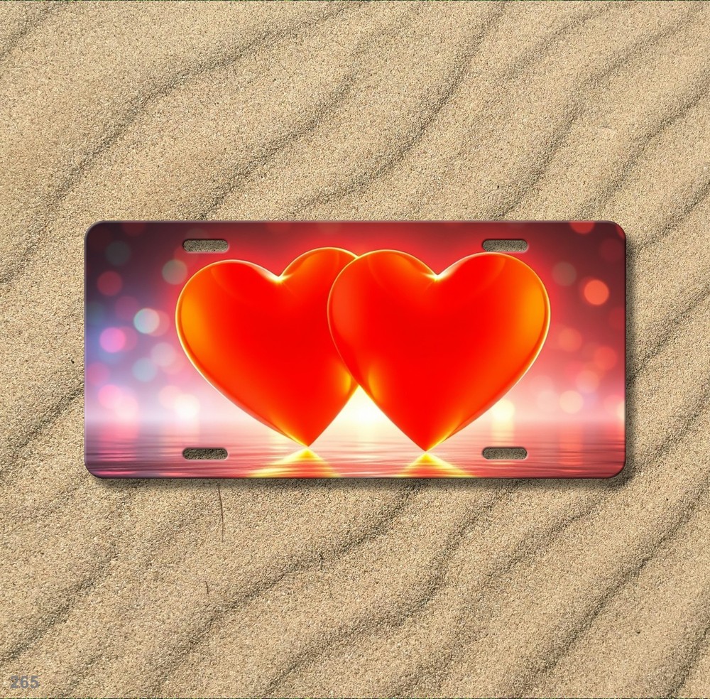 Vibrant Two Hearts Design Personalized Name License Plate Editable Gift