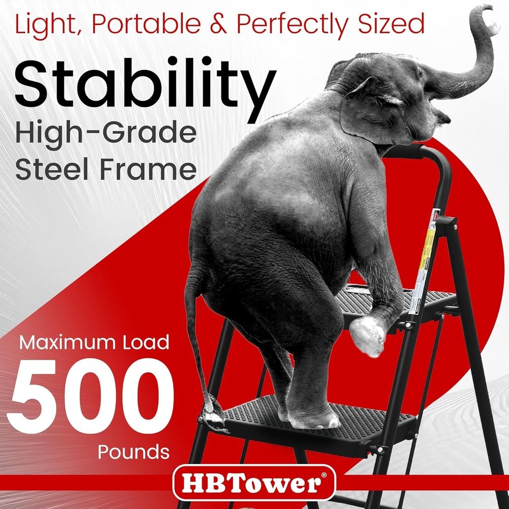 Convenient Folding Step Stool with Wide Steps and Safety Lock Mechanism