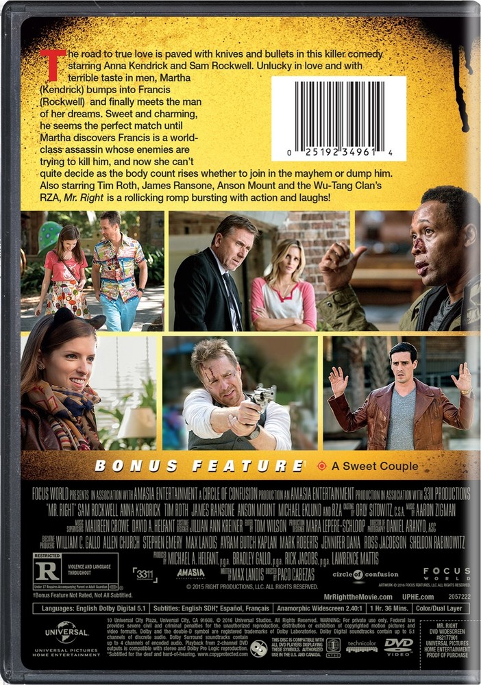 Mr. Right DVD Sam Rockwell NEW