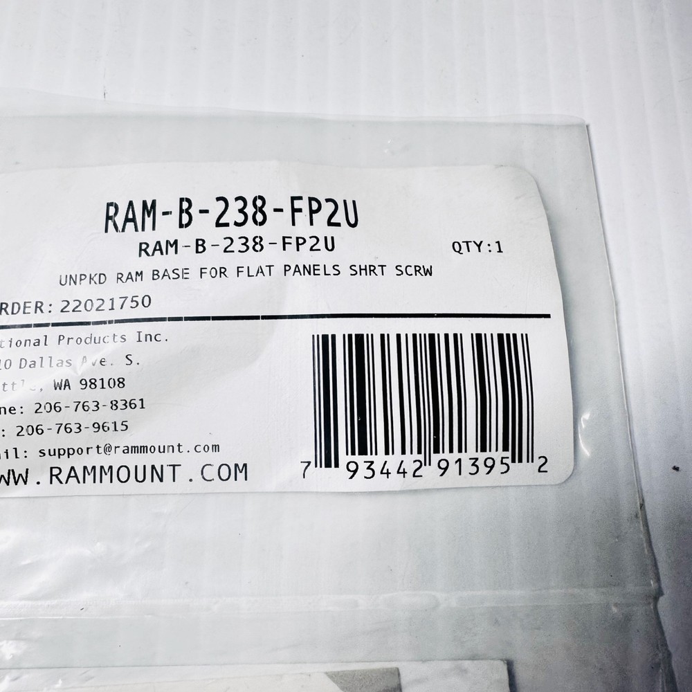 RAM® Ball Adapter with Flat Panel Mounting Hardware RAM-B-238-FP2U New