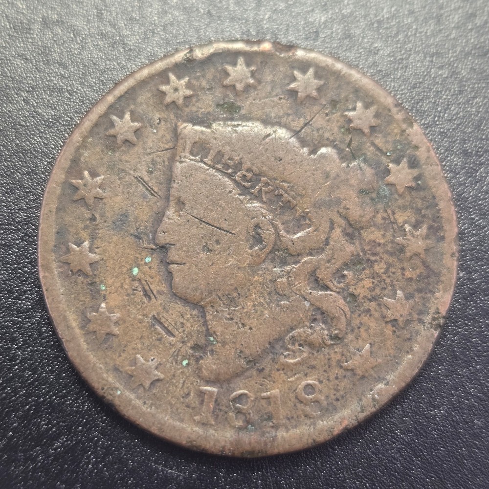 1818 US CORONET HEAD LARGE CENT
