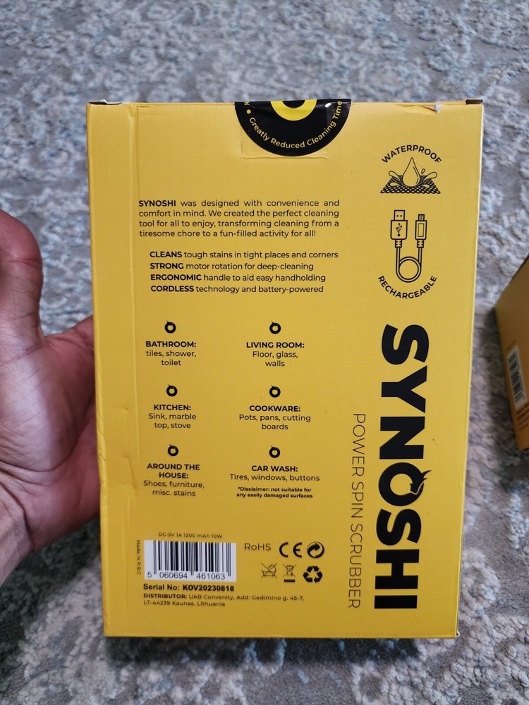 Synoshi Electric Spin Scrubber, Cleaning Brush with 3 Replaceable Cleaning Heads
