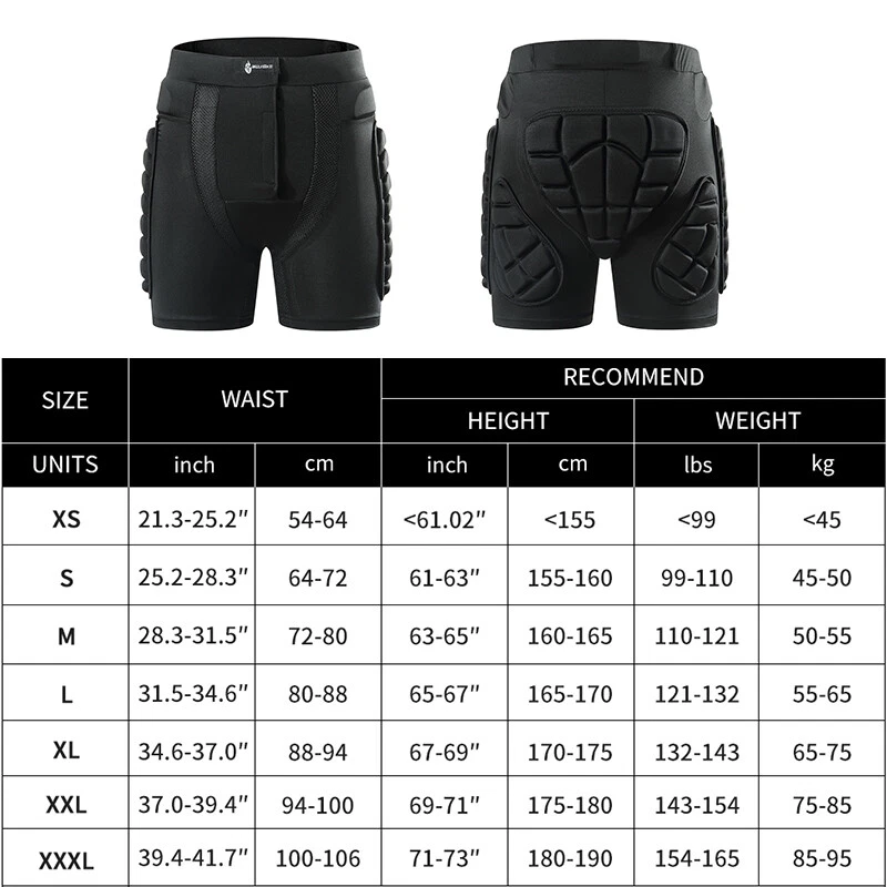 WOSAWE Protective Hip Shorts Ski Snowboard Impact Pants Protector Guards Shorts