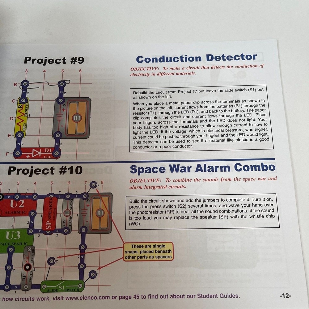 Elenco Electronic Snap Circuits Instruction Manual Projects 1-101