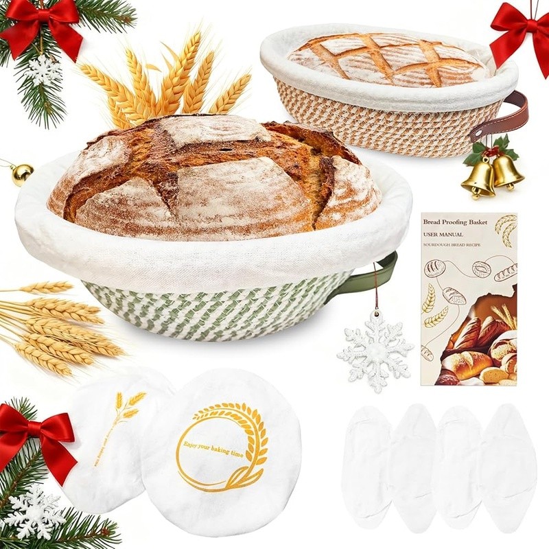 Premium Sourdough Proofing Kit W/ Machine Washable Liners Artisan Baking New