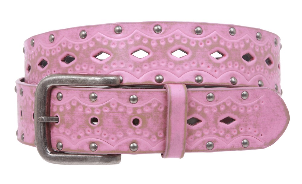 Snap on Studded Vintage Embossed Jean belt