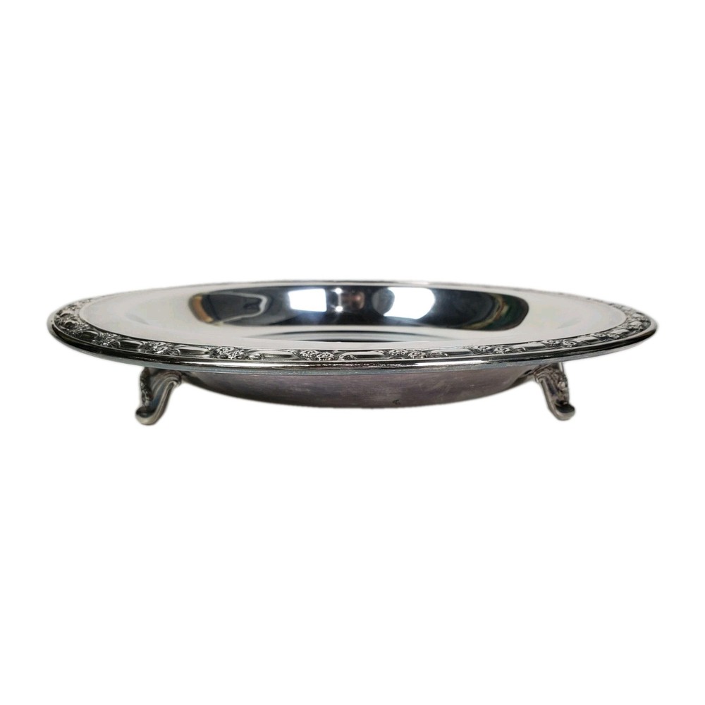 Footed Oneida Silversmiths Engraved Silver-plated Serving Candy Dish Bowl