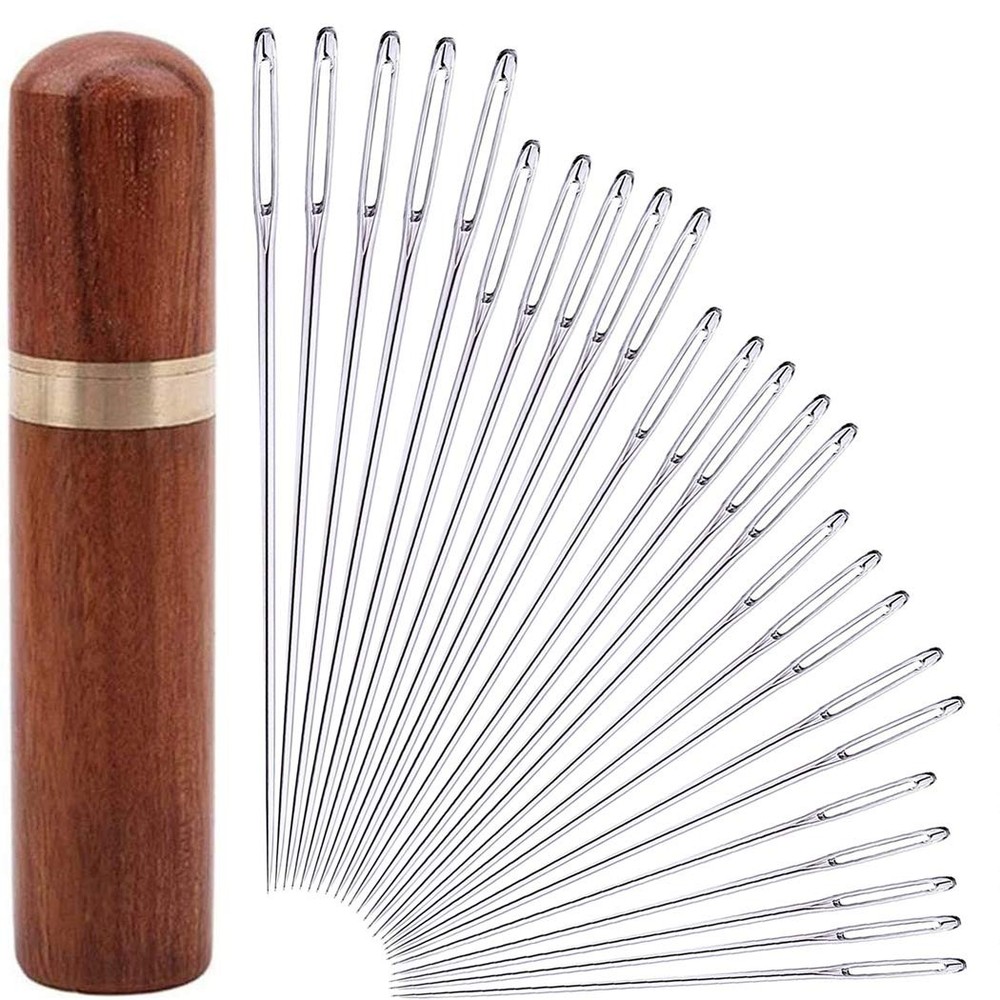 25Pieces hand sewing Big Eye Needles sharp needle，with Solid wood Needle...