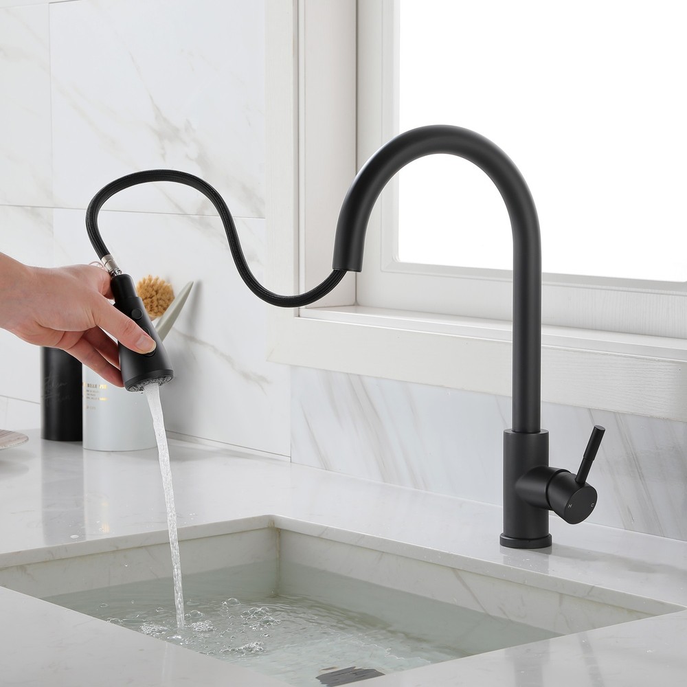 Kitchen Faucet with Pull Out Spraye Matte Black