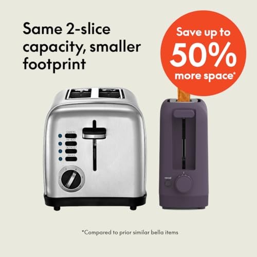 bella 2 Slice Slim Toaster, Fits-anywhere™ Kitchenware, 6 2 Slice, Plum