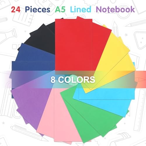 48 Pack A5 Lined Notebook Journals in Bulk, Colored Lined inner page-48 Pack