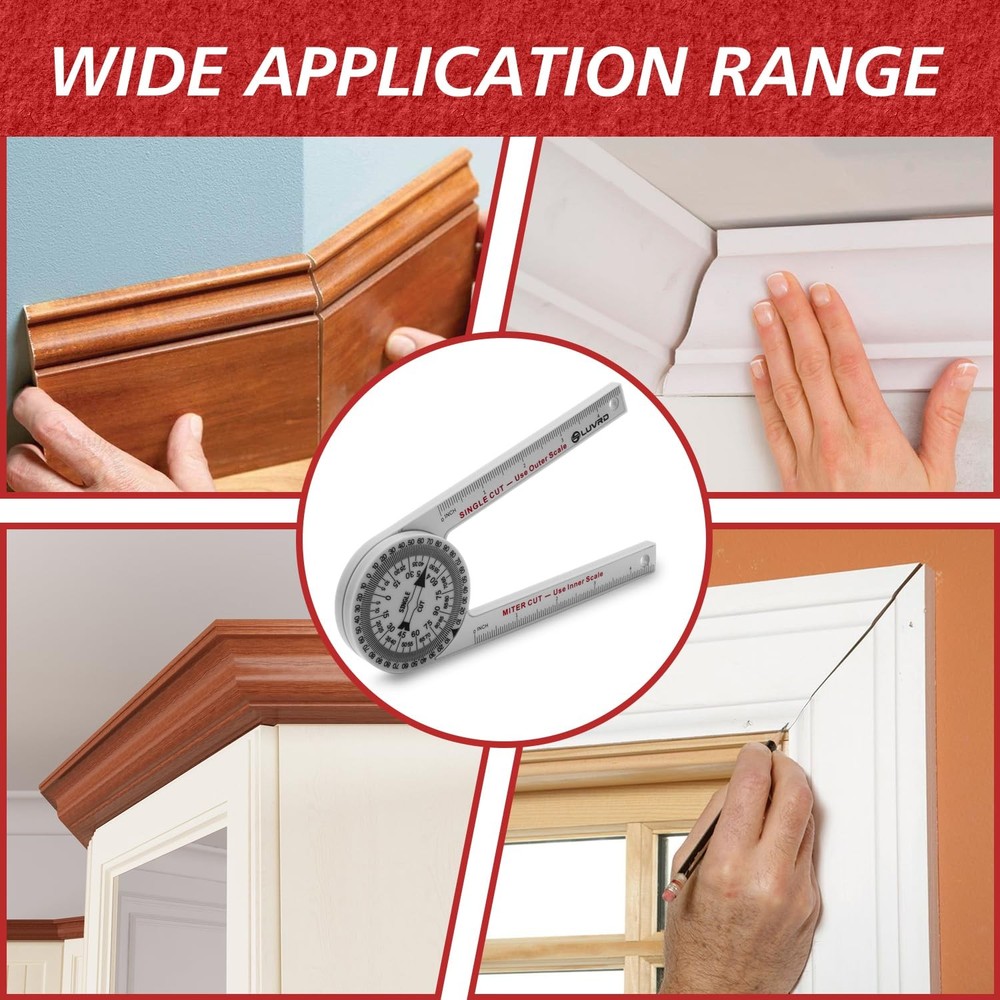 Miter Saw Protractor, Professional Angle Finder for Small, Silver