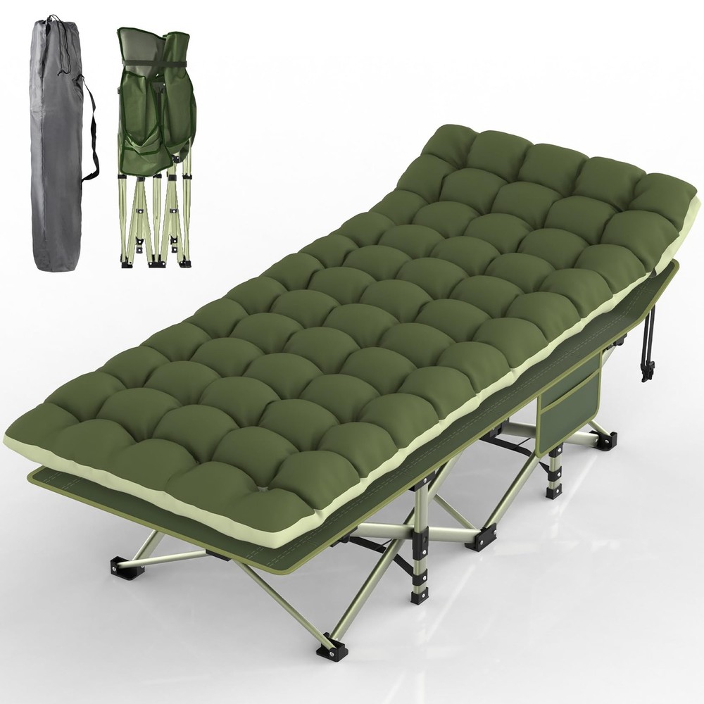 Camping Cot, Folding Camping Cot Bed for Adults Sleeping 1200D Double Layer O...