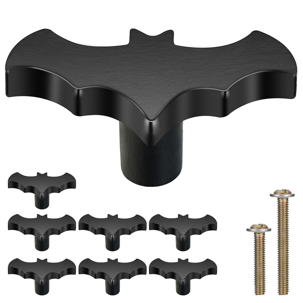 Gothic Bat Cabinet Knobs 8 Pack - Black Gothic Decor Handles for Kitchen Cabi...