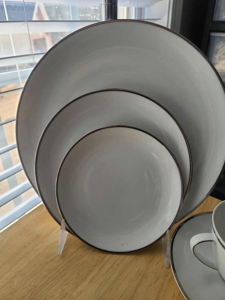 5 pc Place Setting White Coupe Platinum Trim by PRUDENTIAL BAVARIA GERMANY PRD1