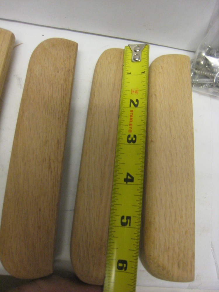 6 Unfinished Solid Oak Wood Desk Drawer Pull Handle 6-3/8 L 5-1/4 C-C + screws