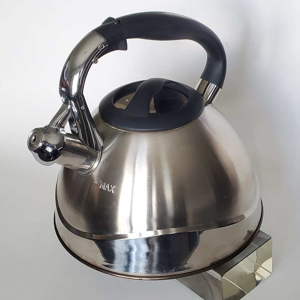 Masterclass Premium Collection teapot induction gas silver trigger spout whistle