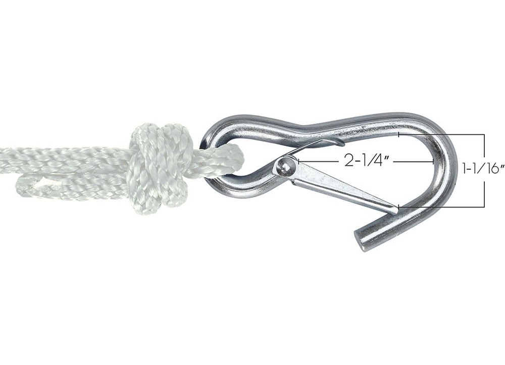 Extreme Max BoatTector Solid Braid MFP Anchor Line W/ Snap Hook 1/2"x50' White