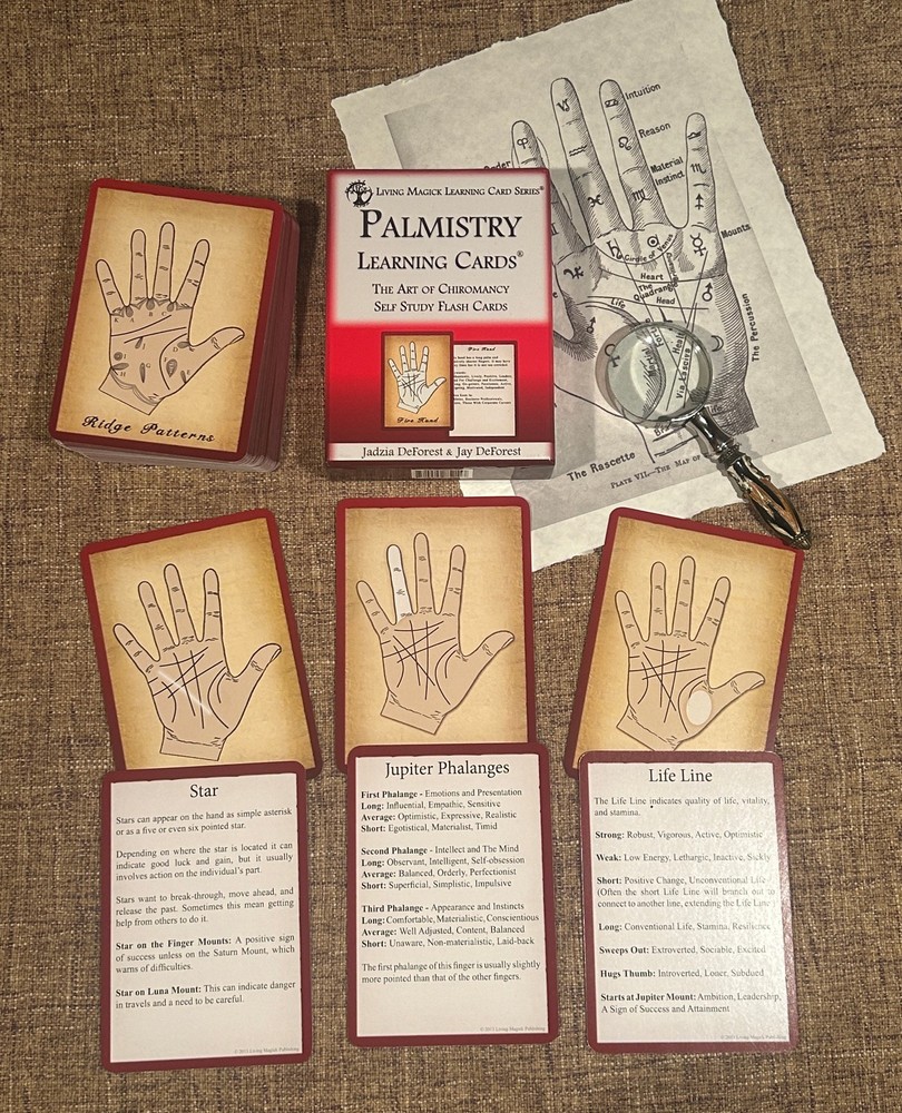 Palmistry Learning Cards - Living Magick Learning Cards - Self Study Flash Cards