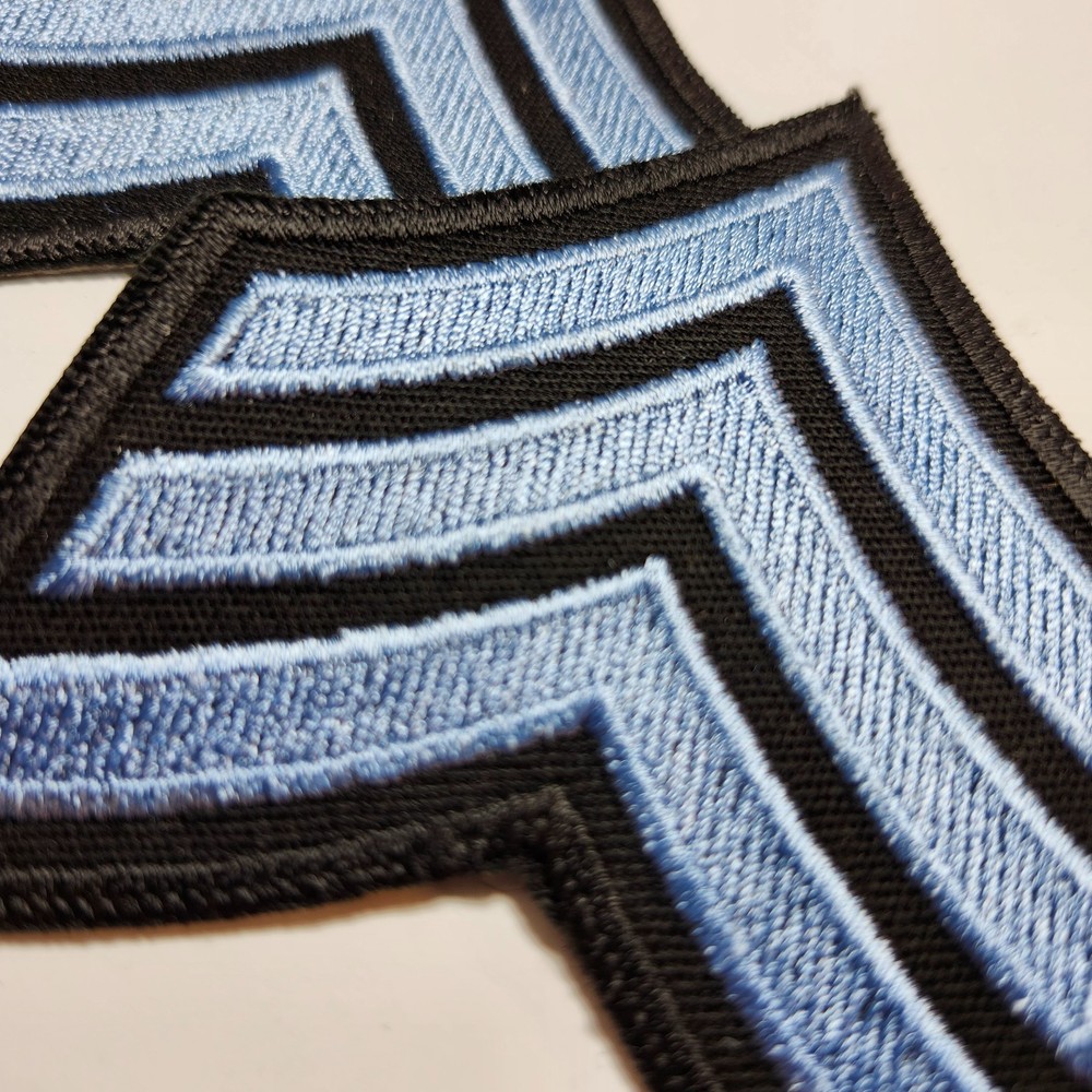 (2) Sergeant Chevron - 3 Sky Blue stripes On Black - Police Patch