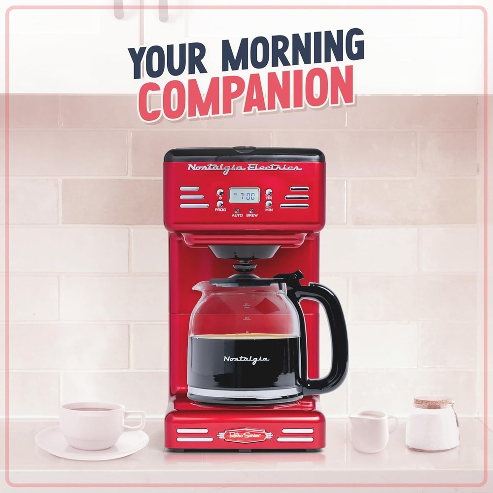 Nostalgia Retro 12-Cup Programmable Coffee Maker (Red) Brand New