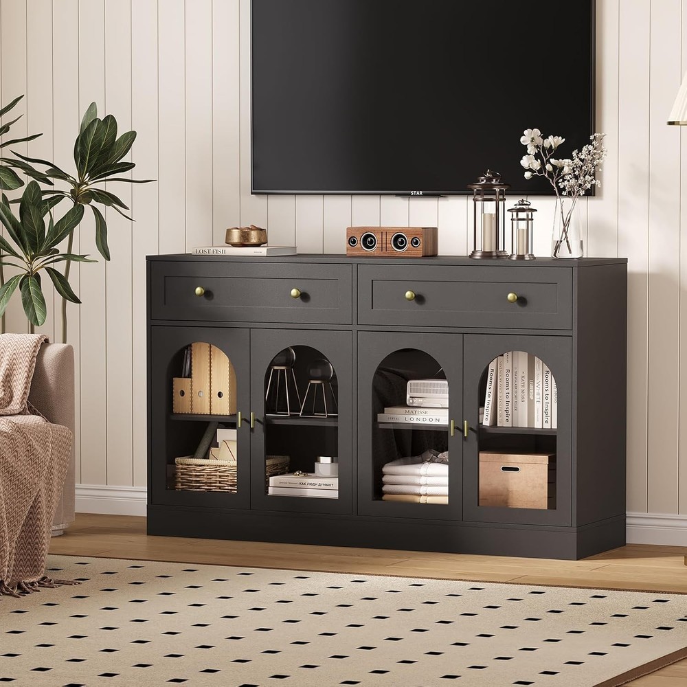 Modern 55" Sideboard Buffet Cabinet – Doors, Storage Drawers, Adjustable Shelves