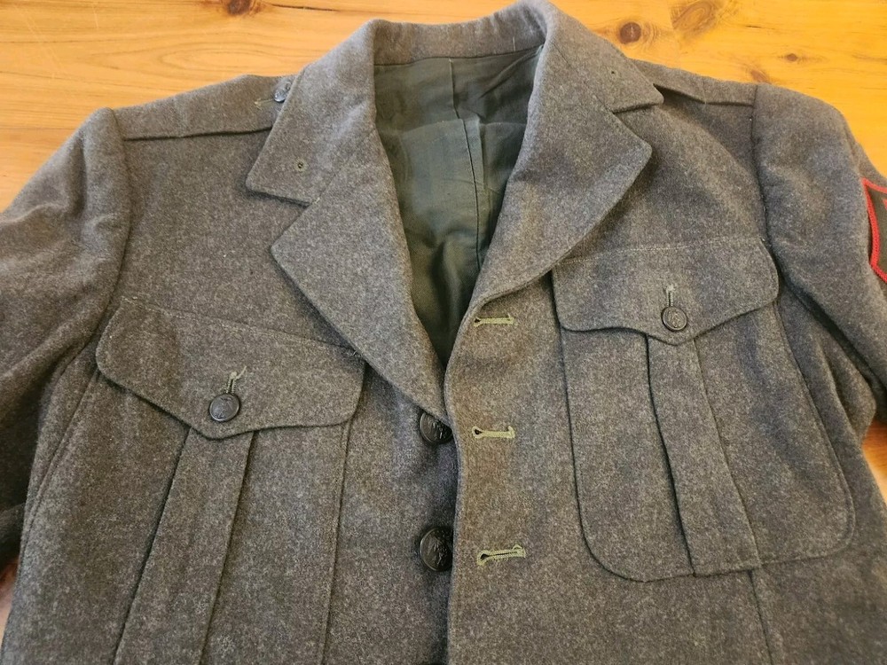 1950s USMC Sergeant Uniform, Green Wool Jacket/Pants/Belt, EUC